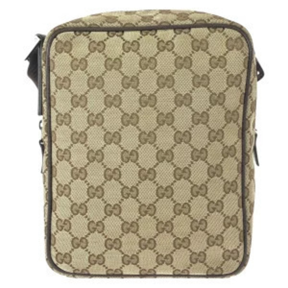Gucci brown GG Pouch canvas beige bag shoulder Clutch leather Brown Tan
